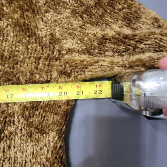 Jamie Scott Brown Chenille Sweater V Neck Plush Vintage 90s L - Picture 6 of 8